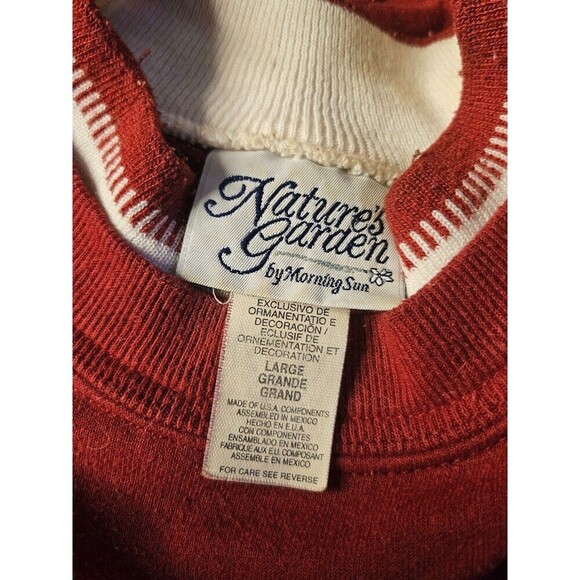 Nature's Garden by Morning Sun Grannycore Winter Snow Bird Sweater Size L - Picture 3 of 3